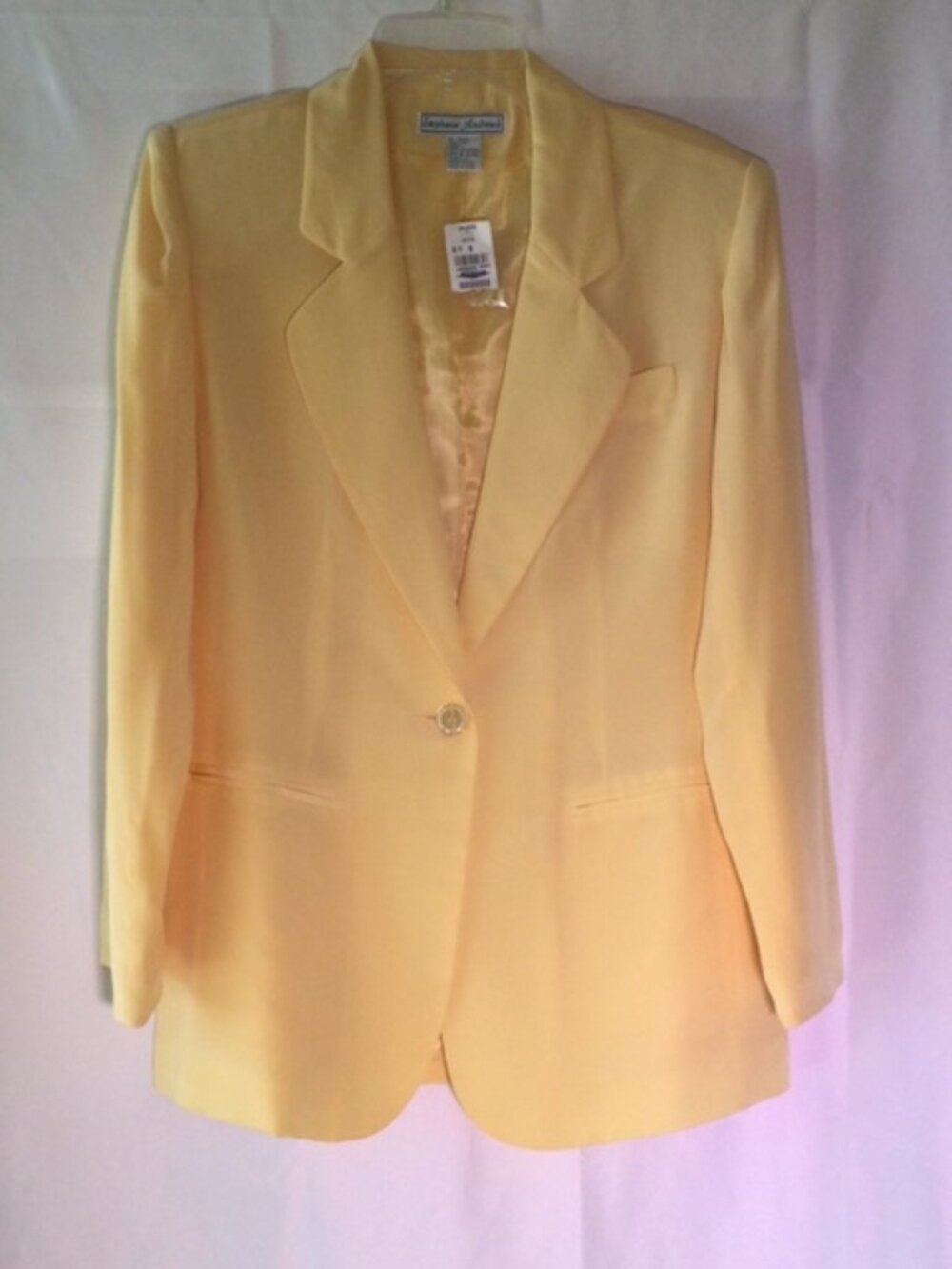 Stephanie Andrews 100% Silk Butter Yellow Blazer Women's Tailored Jacket